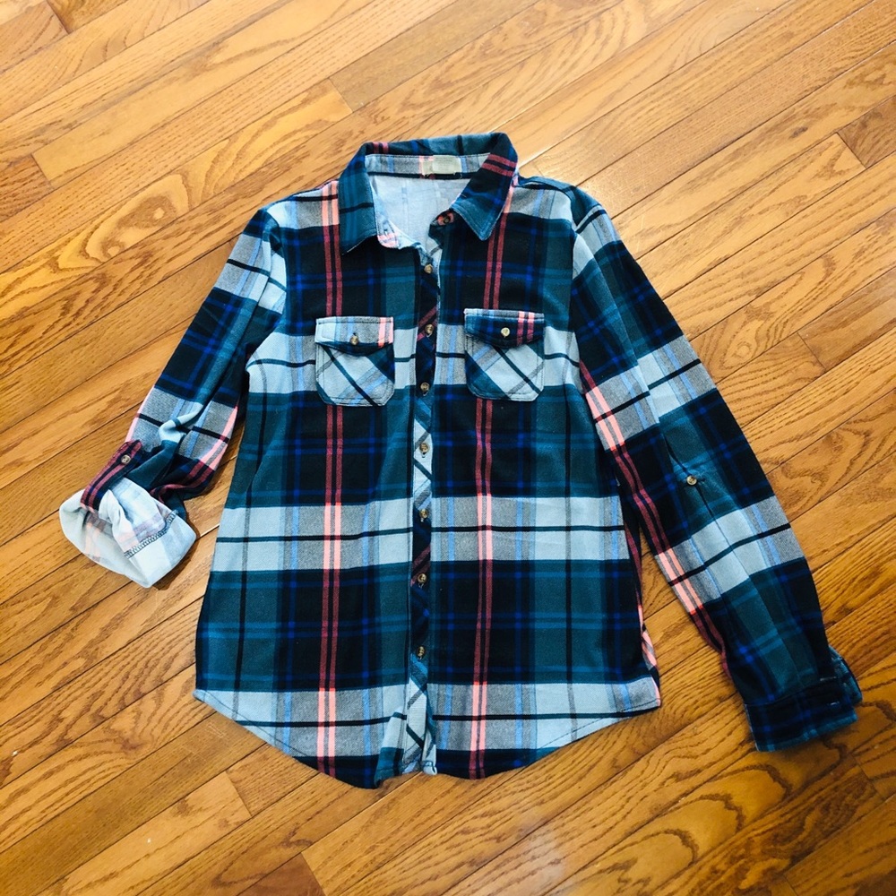 Stretchy Flannel Button up
